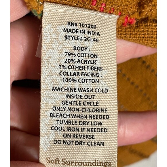 Soft Surroundings Mustard Stripe Zip Cardigan Jacket Asymmetrical Pockets Size L - Picture 14 of 14